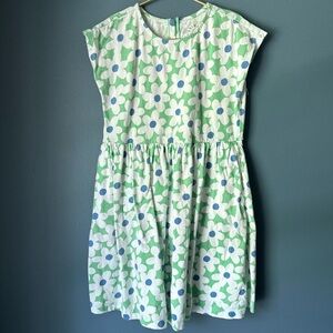 Primary Floral Green and White‎ Kids Dress